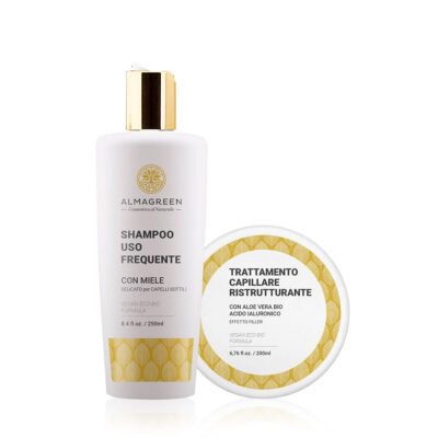 Kit Shampoo delicato e Trattamento capillare ristrutturante - Almagreen - Cosmetica al Naturale